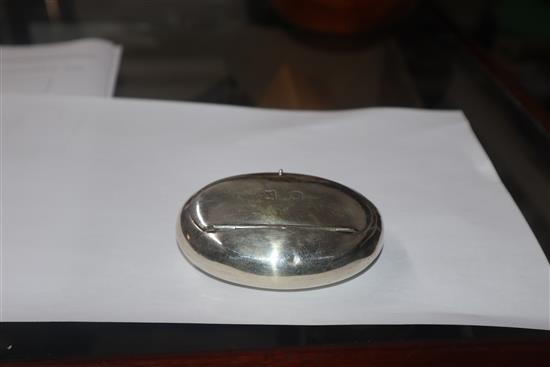 A George V silver tobacco box, a silver pill box, Italian 800 pill box, one other box and a silver mounted photograph frame.